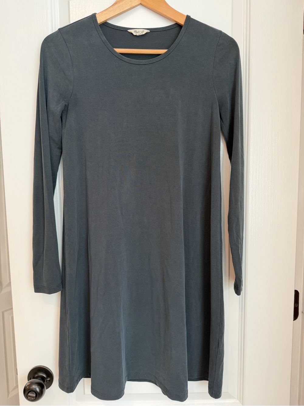 Madewell sand washed long sleeve swing dress XS